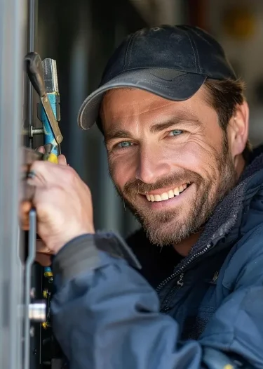 Über uns: Der Schlosser öffnet den Tresoröffnung Moers